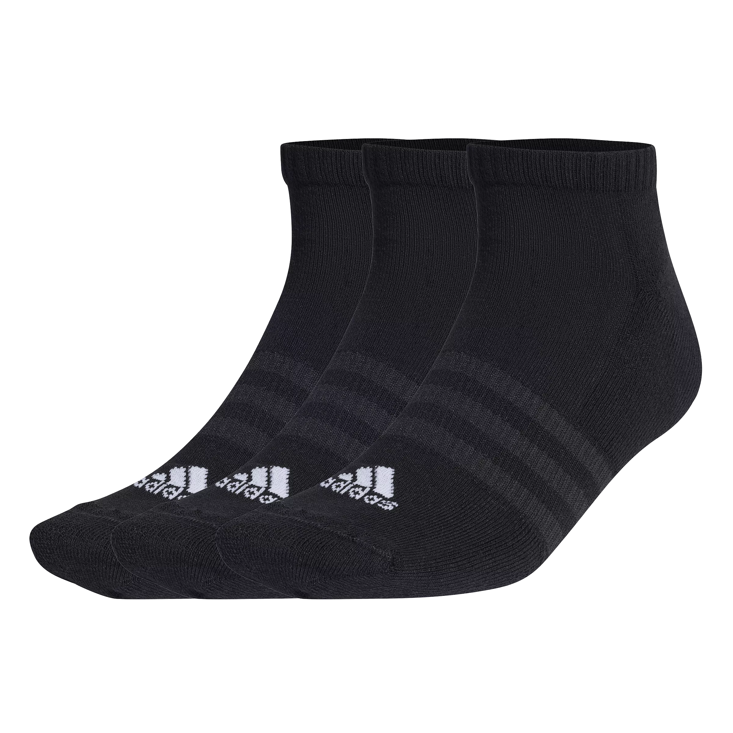 ADIDAS UNISEX CUSHIONED LOW-CUT SOCKS 3 PAIRS BLACK SOCKS