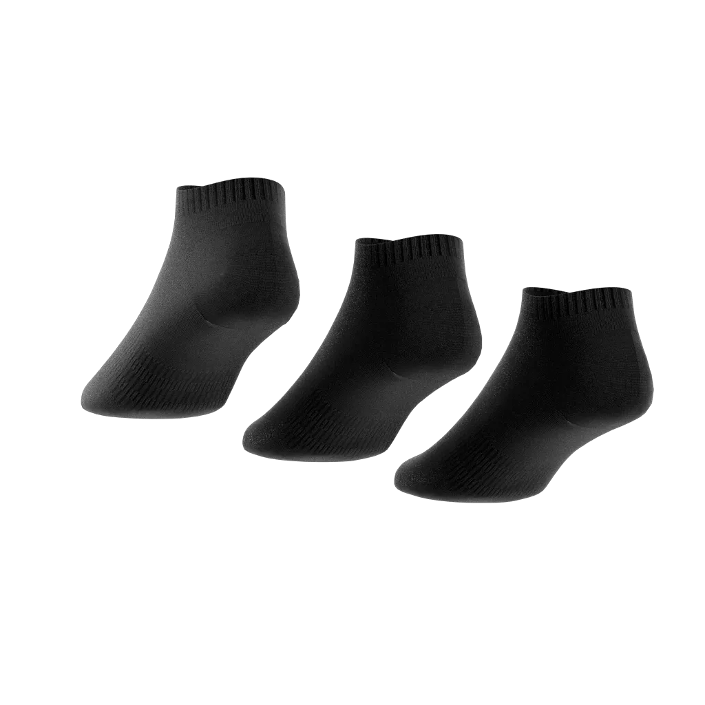 ADIDAS UNISEX CUSHIONED LOW-CUT SOCKS 3 PAIRS BLACK SOCKS