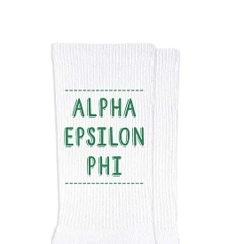 Alpha Epsilon Phi Crew Socks with Name in Sorority Colors