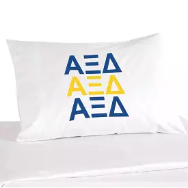 Alpha Xi Delta Sorority Letters in Sorority Colors Pillowcase