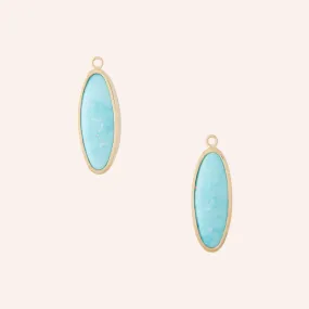 Armenian Turquoise Large Elongated Oval Earring Drops