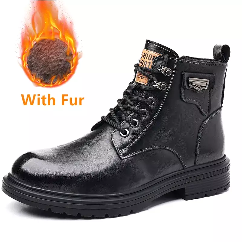 Ashore Shop Genuine Leather Men Boots Breathable High Top Shoes Outdoor  Military Boots