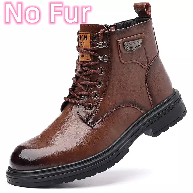 Ashore Shop Genuine Leather Men Boots Breathable High Top Shoes Outdoor  Military Boots