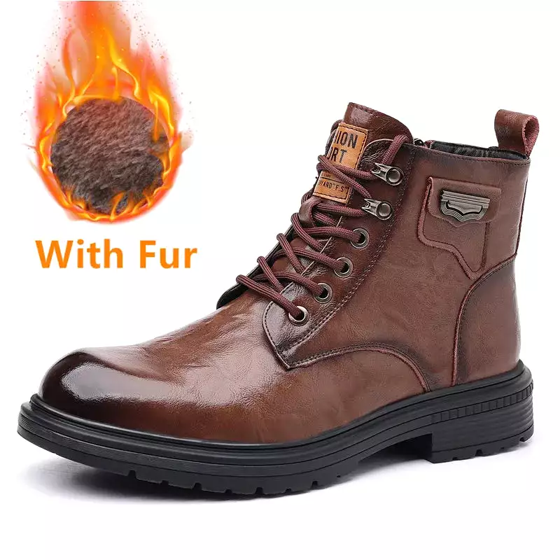 Ashore Shop Genuine Leather Men Boots Breathable High Top Shoes Outdoor  Military Boots