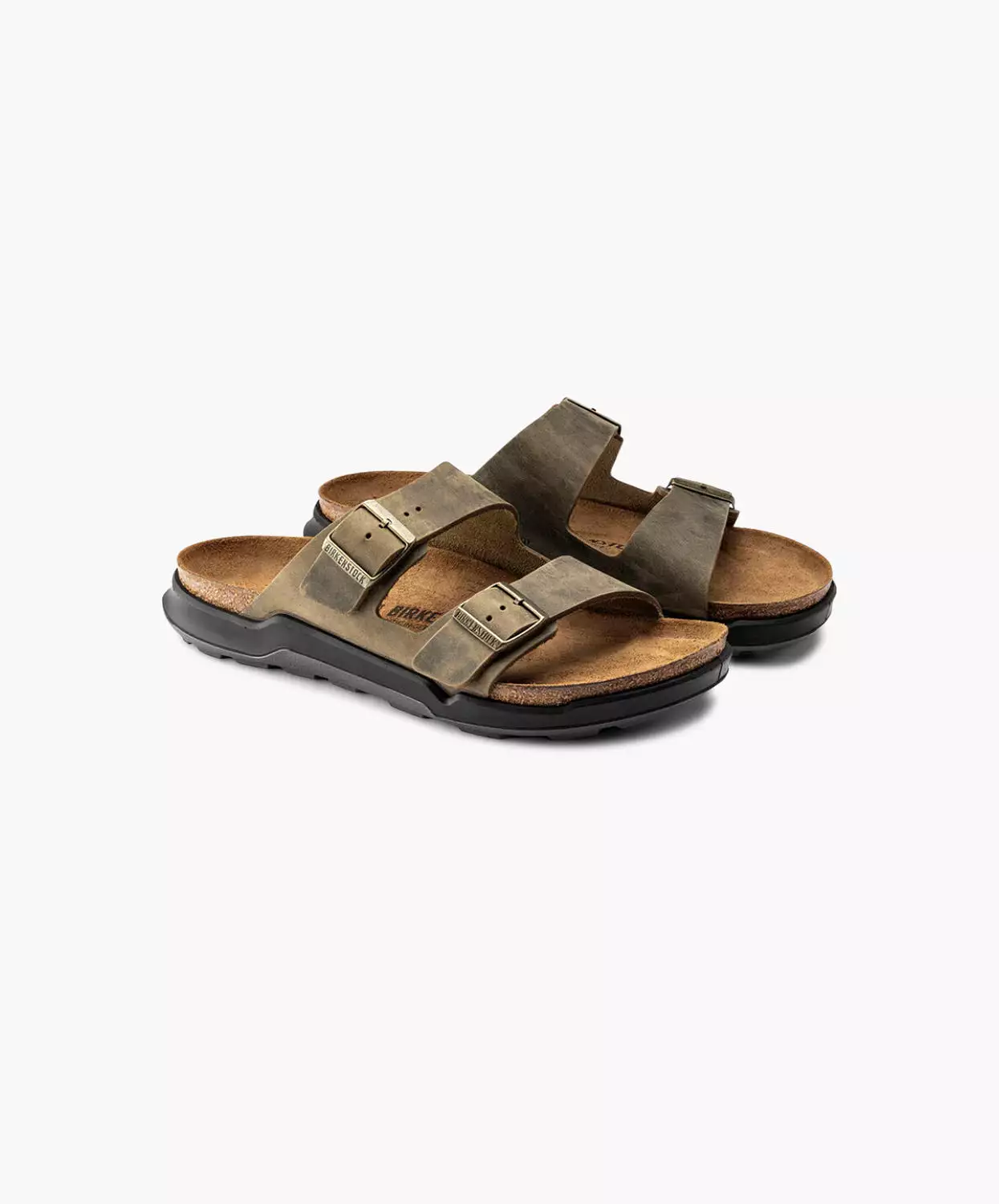 Birkenstock Arizona Cross Town Oiled Leather Faded Khaki Sandals