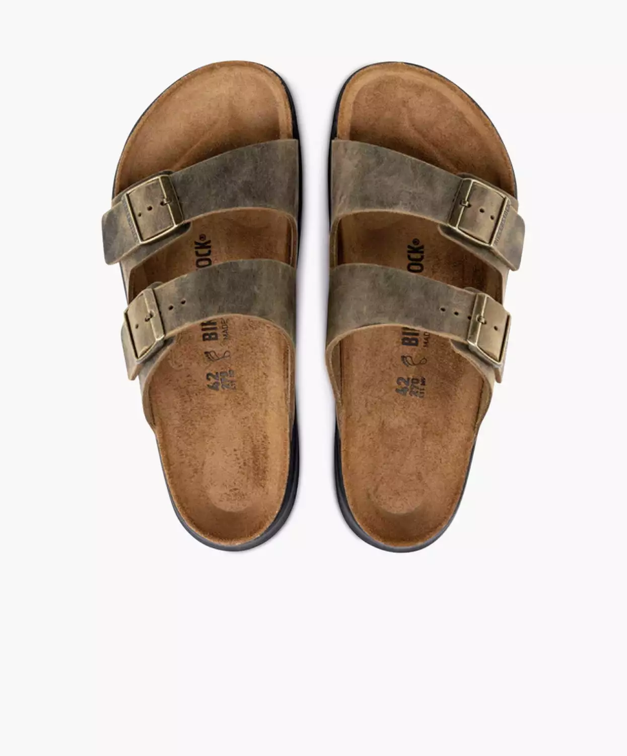 Birkenstock Arizona Cross Town Oiled Leather Faded Khaki Sandals