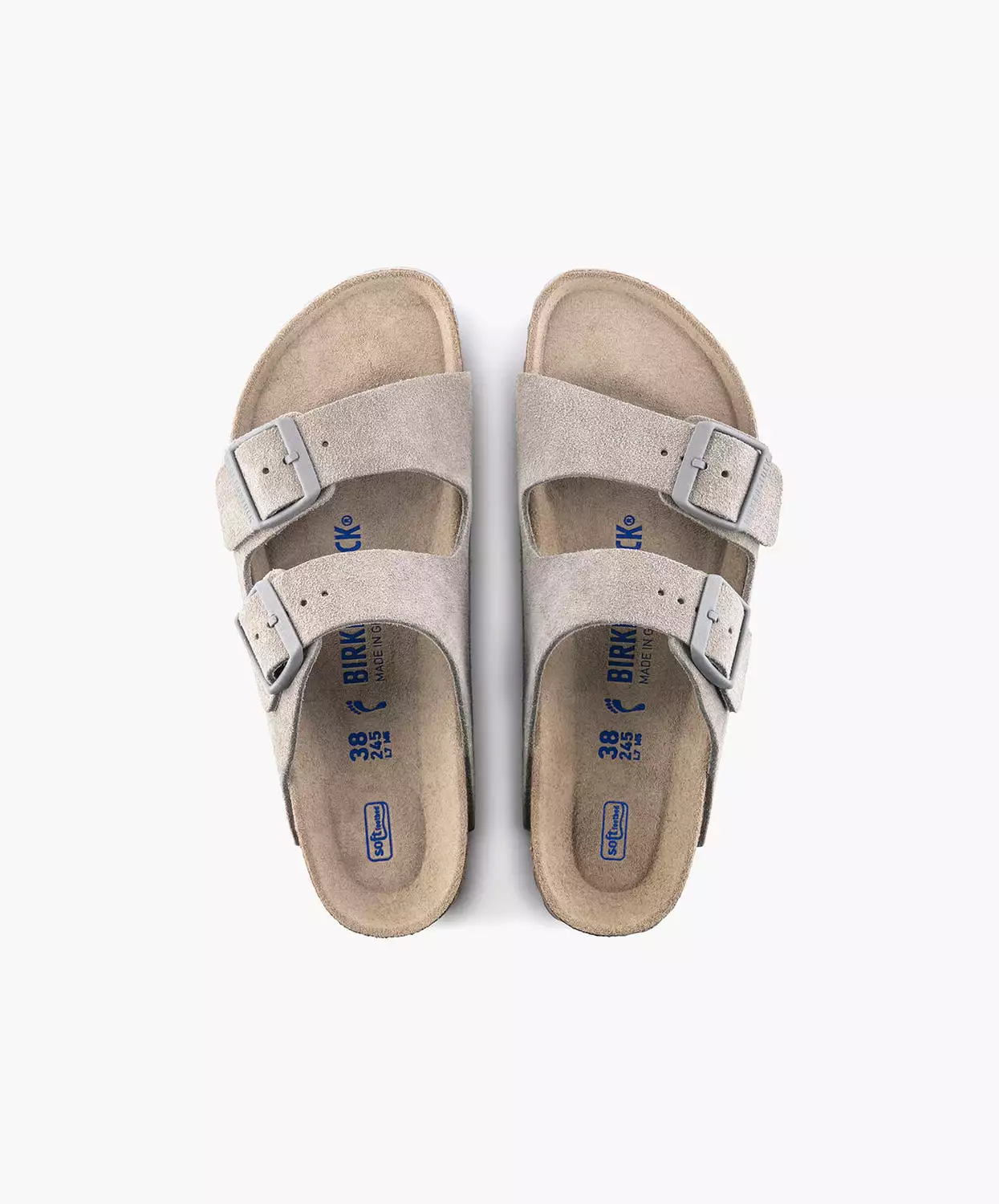 Birkenstock Arizona Suede Leather Stone Coin (Light Sole) Soft Footbed Sandals