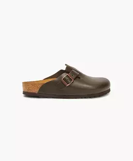 Birkenstock Boston Leather Dark Brown Clogs