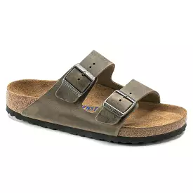 'Birkenstock' Men's Arizona Oiled Leather Soft Bed Sandal - Faded Khaki