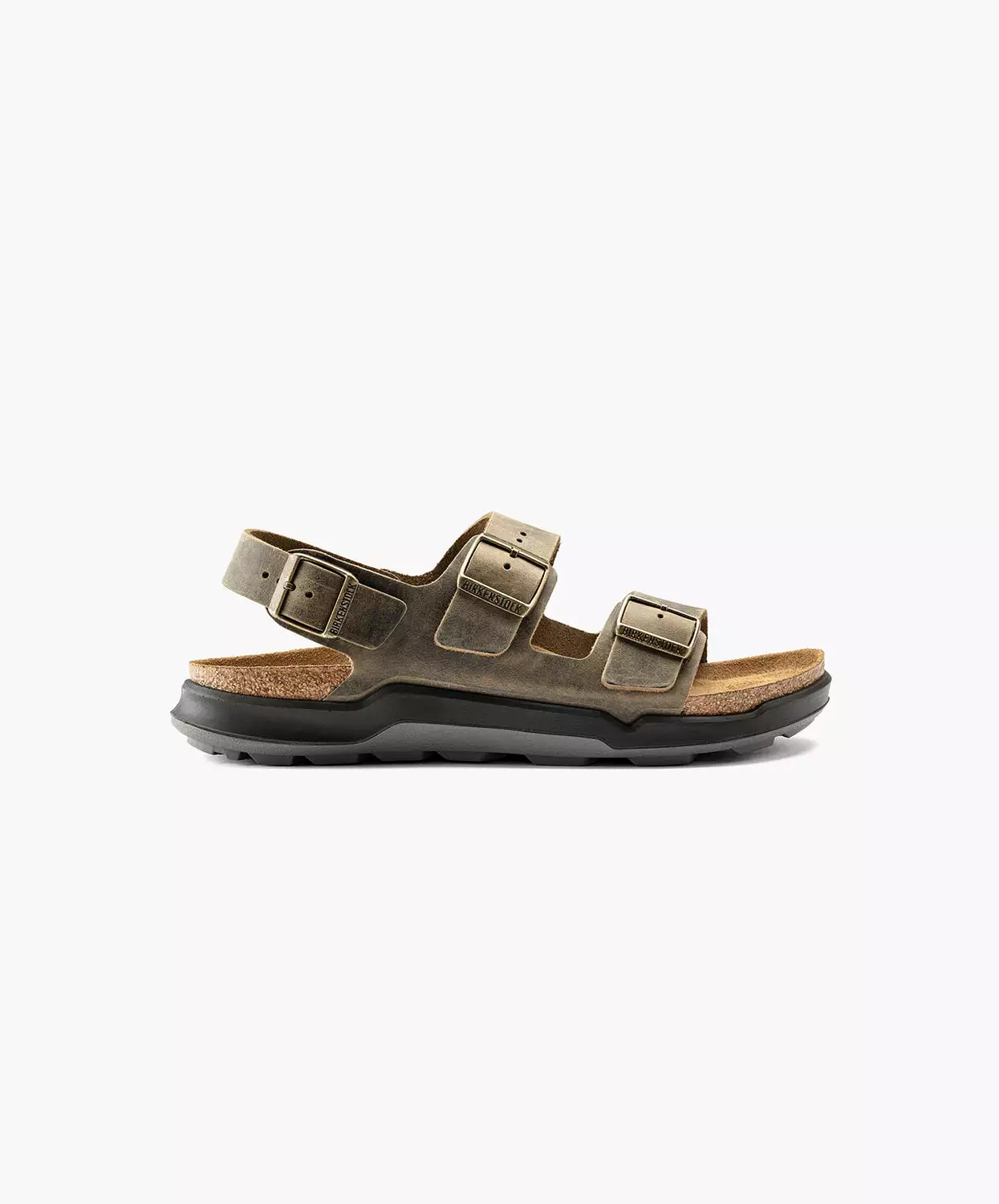 Birkenstock Milano Cross Town Oiled Leather Faded Khaki Sandals