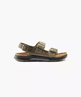 Birkenstock Milano Cross Town Oiled Leather Faded Khaki Sandals