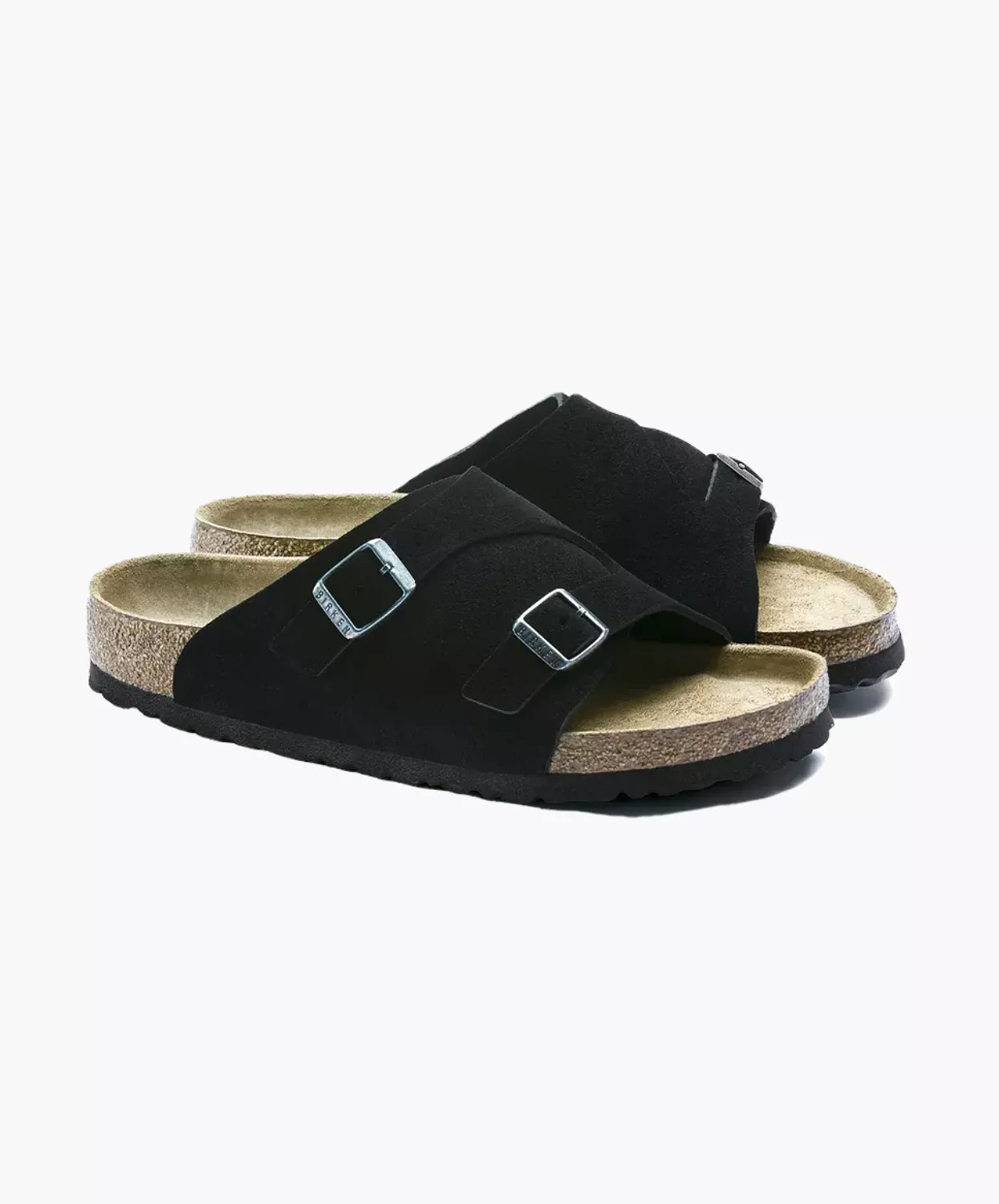 Birkenstock Zurich Suede Leather Black Soft Footbed Sandals