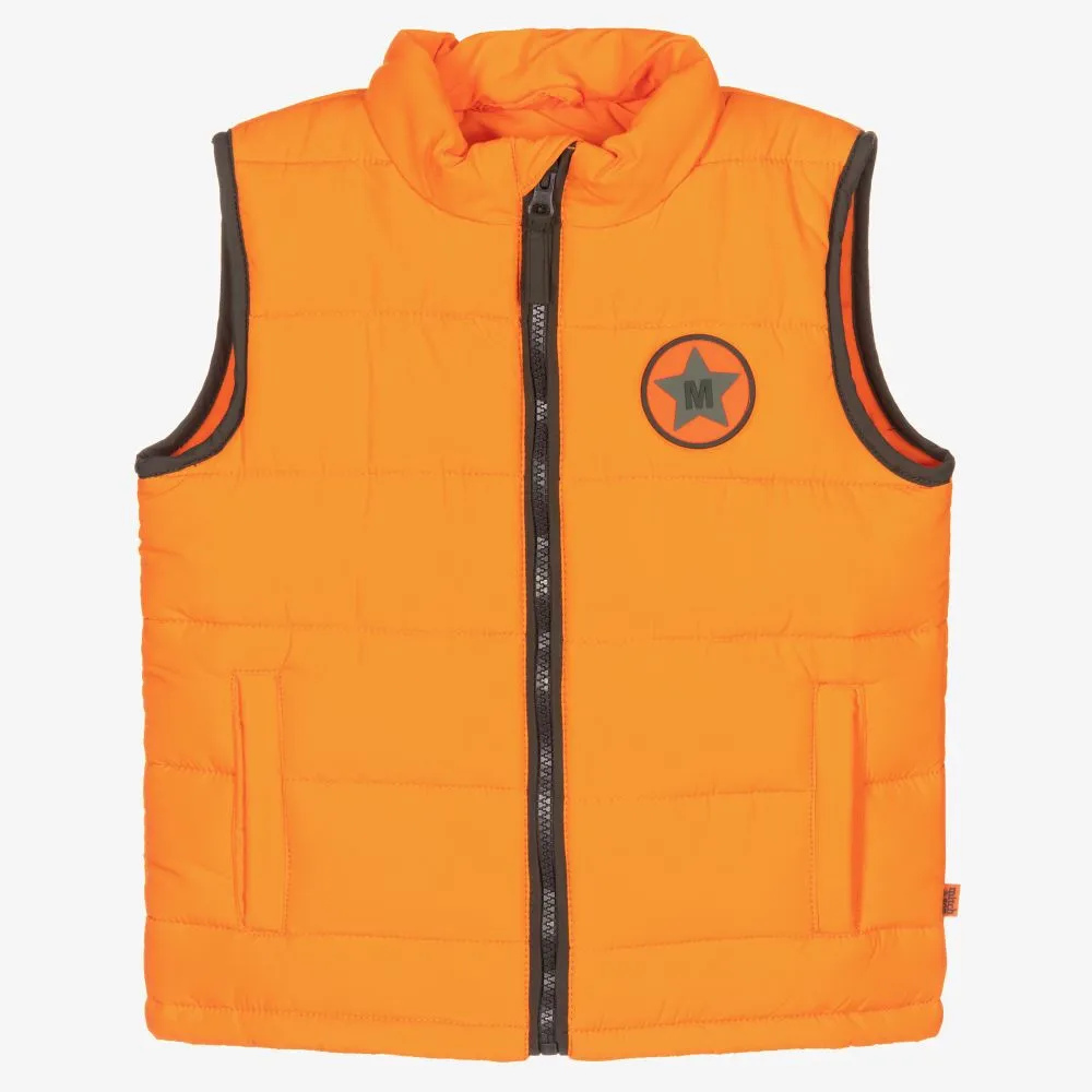 Boys Orange Puffer Gilet