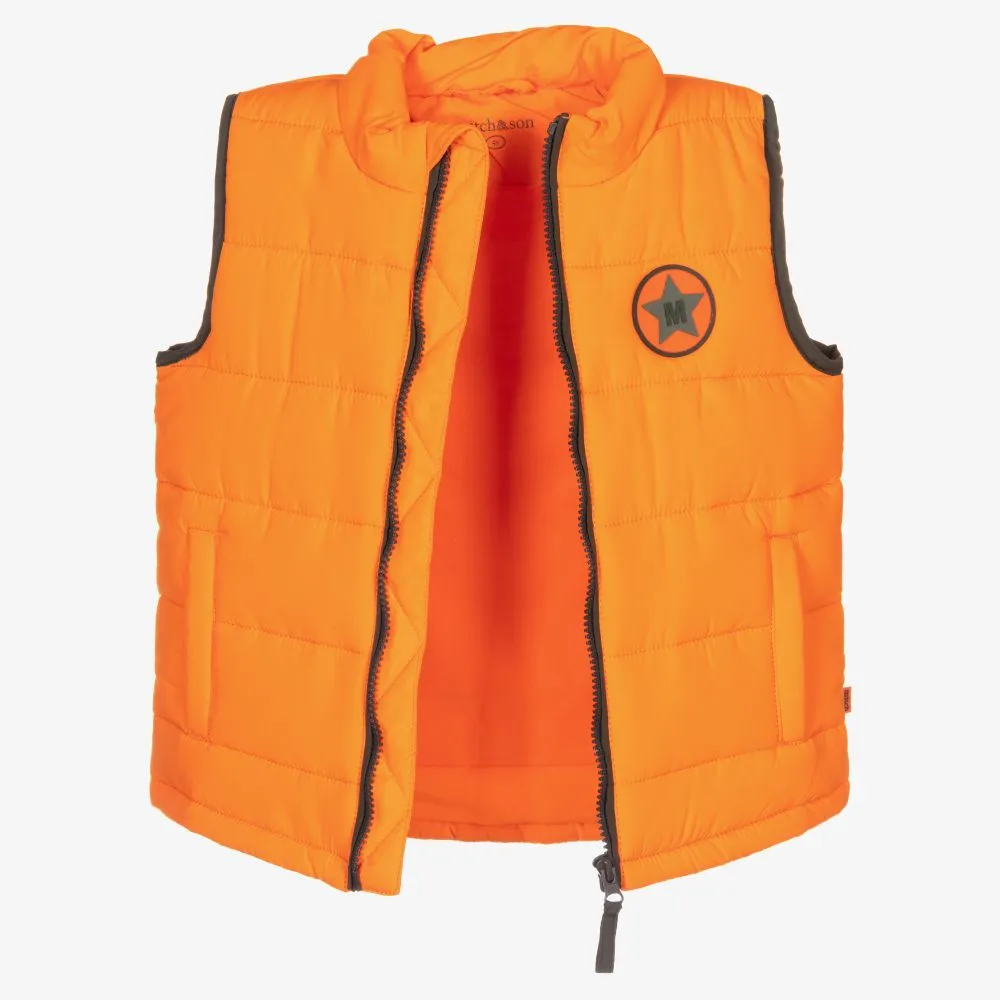 Boys Orange Puffer Gilet