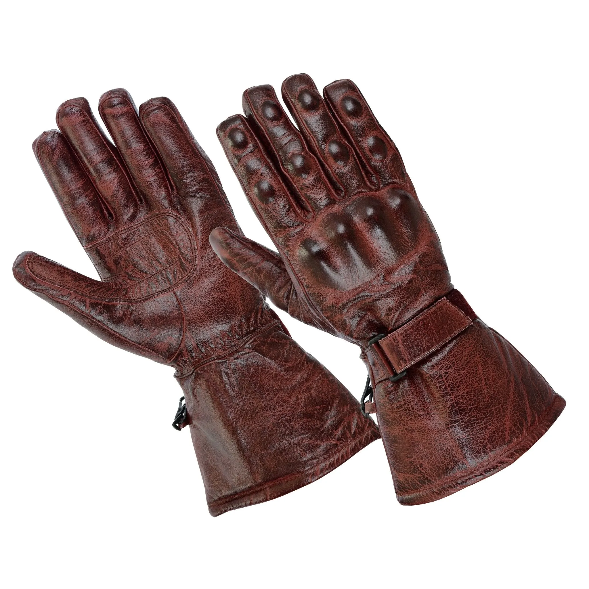 Brown, Black, Red or Stonewash Motorcycle Armored Thinsulate Leather Gloves