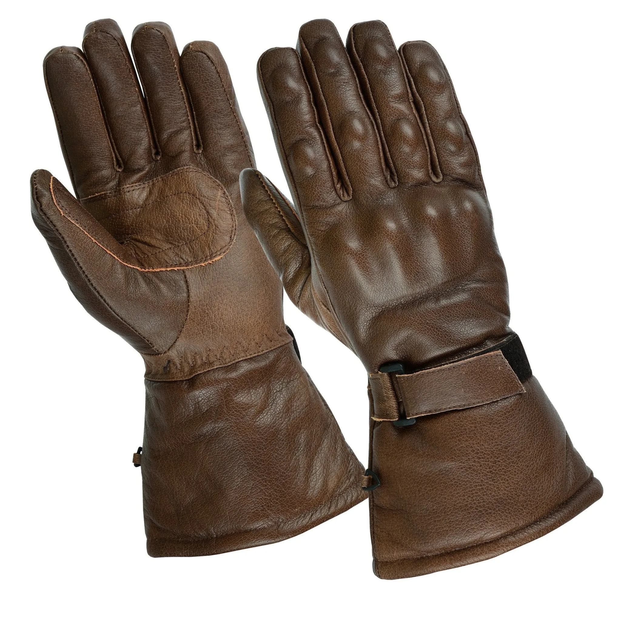 Brown, Black, Red or Stonewash Motorcycle Armored Thinsulate Leather Gloves