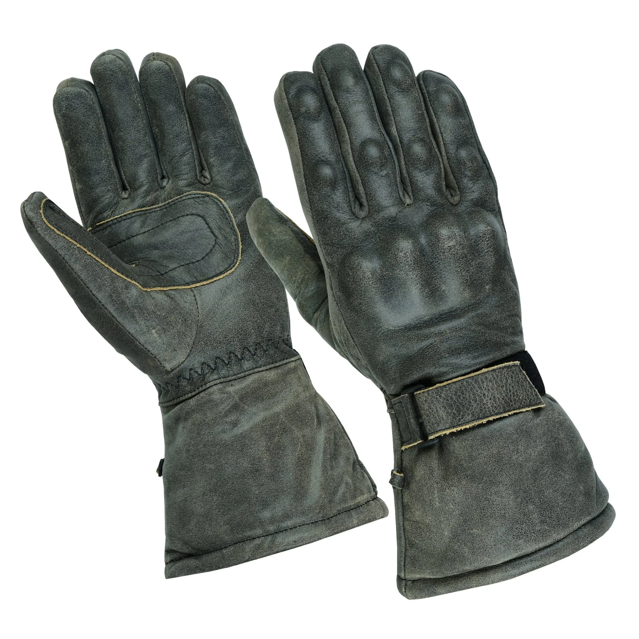 Brown, Black, Red or Stonewash Motorcycle Armored Thinsulate Leather Gloves