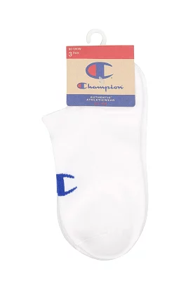 CHAMPION UNISEX NO SHOW 3PK WHITE SOCKS