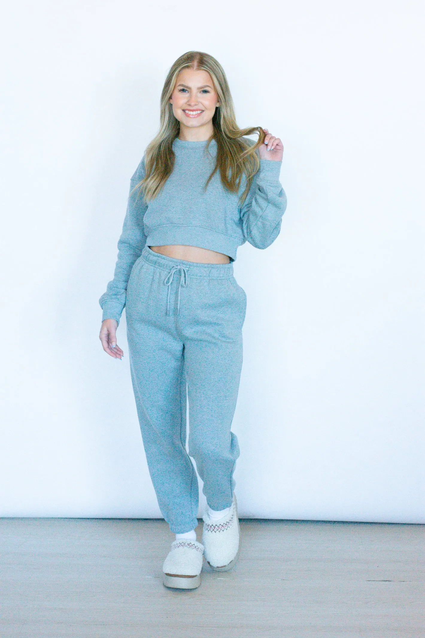 Cozy Plans Heather Grey Fleece Sweatpant