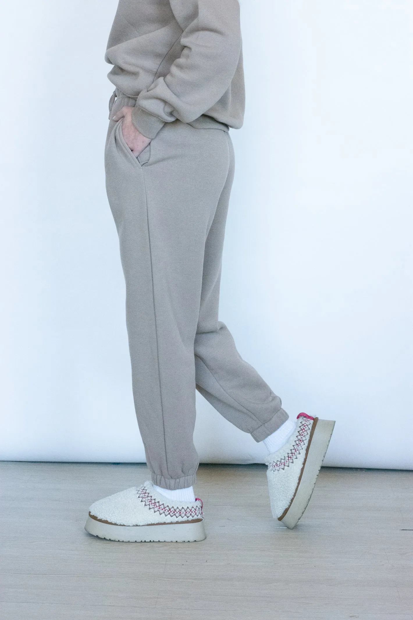 Cozy Plans Sand Fleece Sweatpant