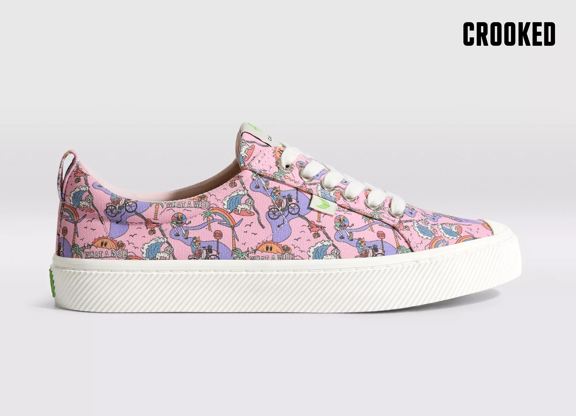 Crooked OCA Low Rose Graphic Print Canvas Sneaker Women