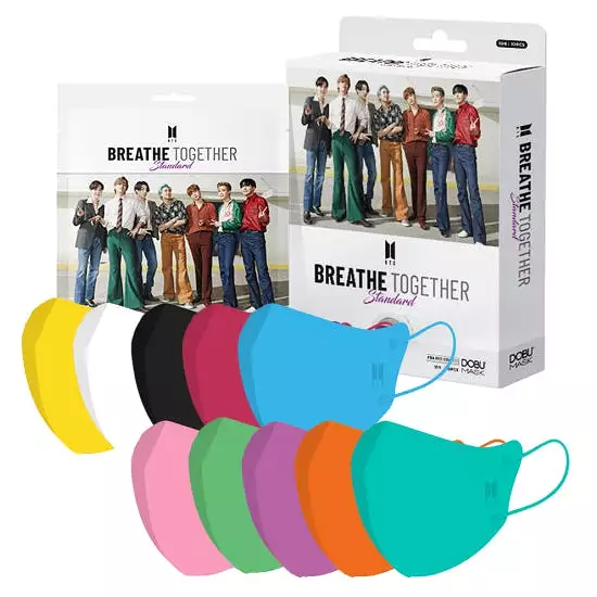 DOBU Masks BTS Breathe Together Standard Dynamite 10 Pieces Disposable bird-beaked Face Eco-friendly Materials Fashionable Color