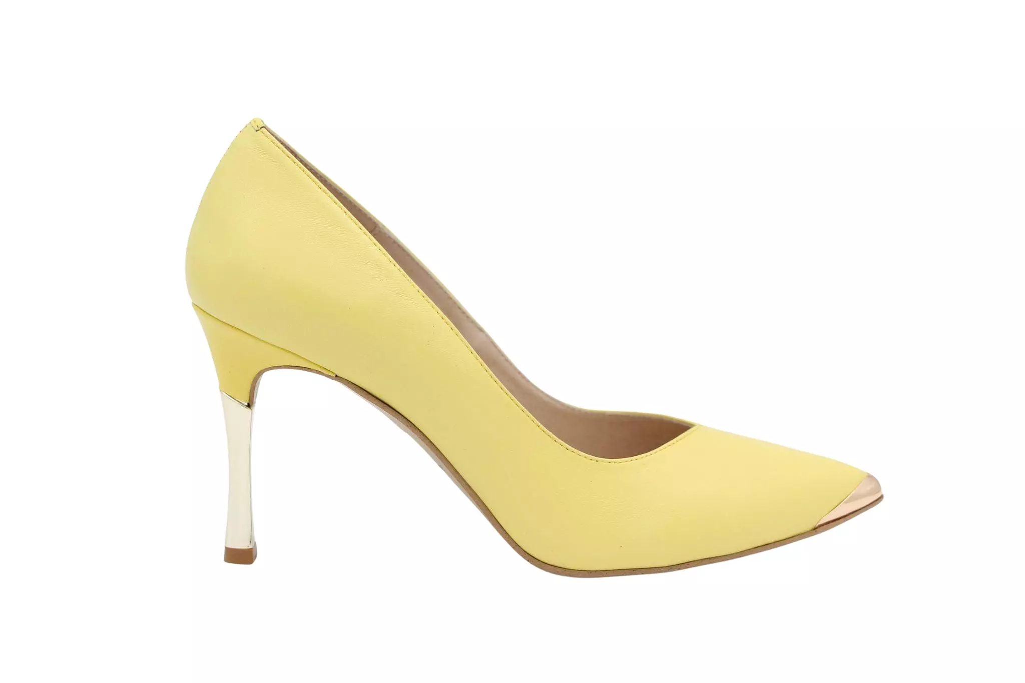 EMIS Lemon Leather Pointed Toe Stiletto