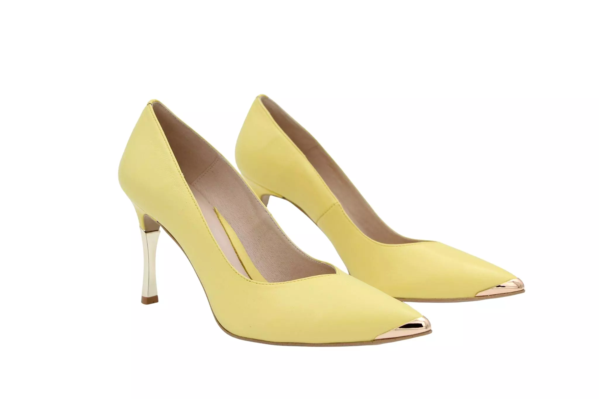 EMIS Lemon Leather Pointed Toe Stiletto