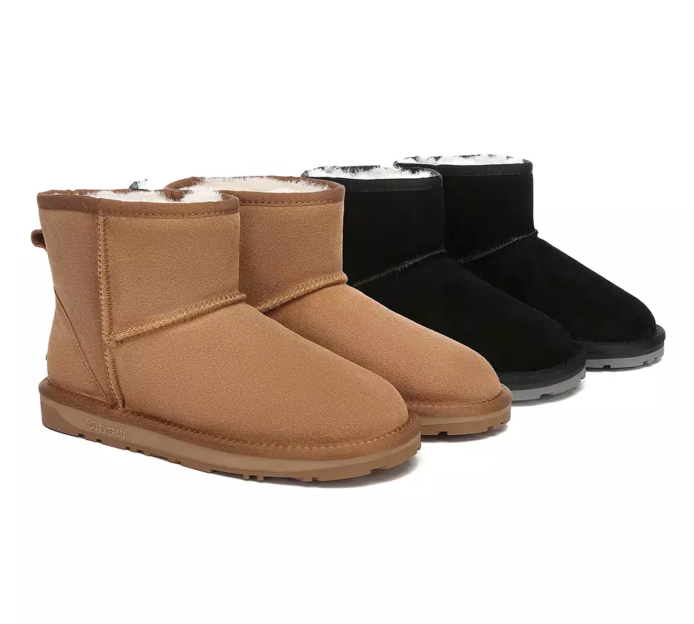 EVERAU UGG Sheepskin Wool Ankle Boots Mini Classic Suede