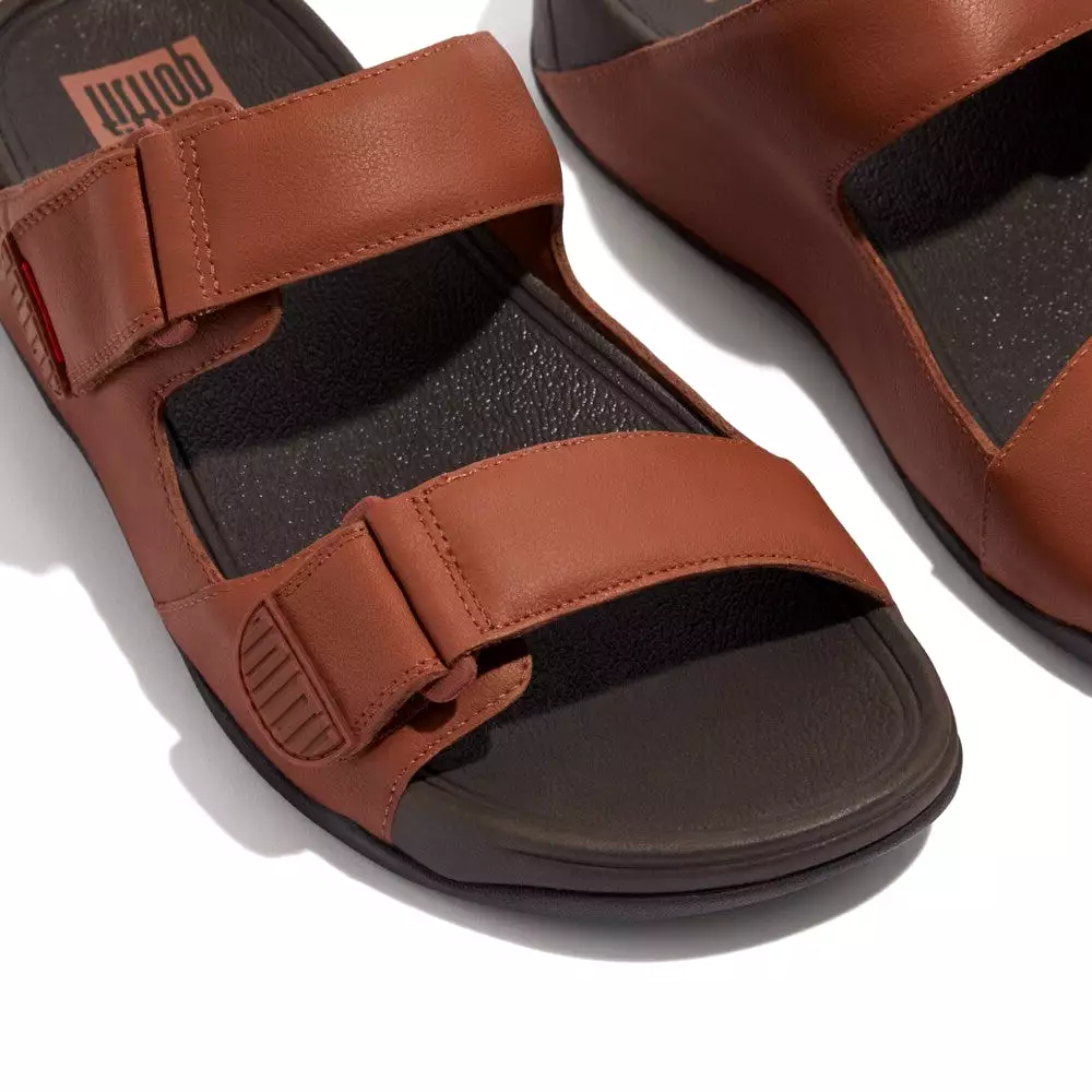 FitFlop Gogh Moc Leather Slides Brown