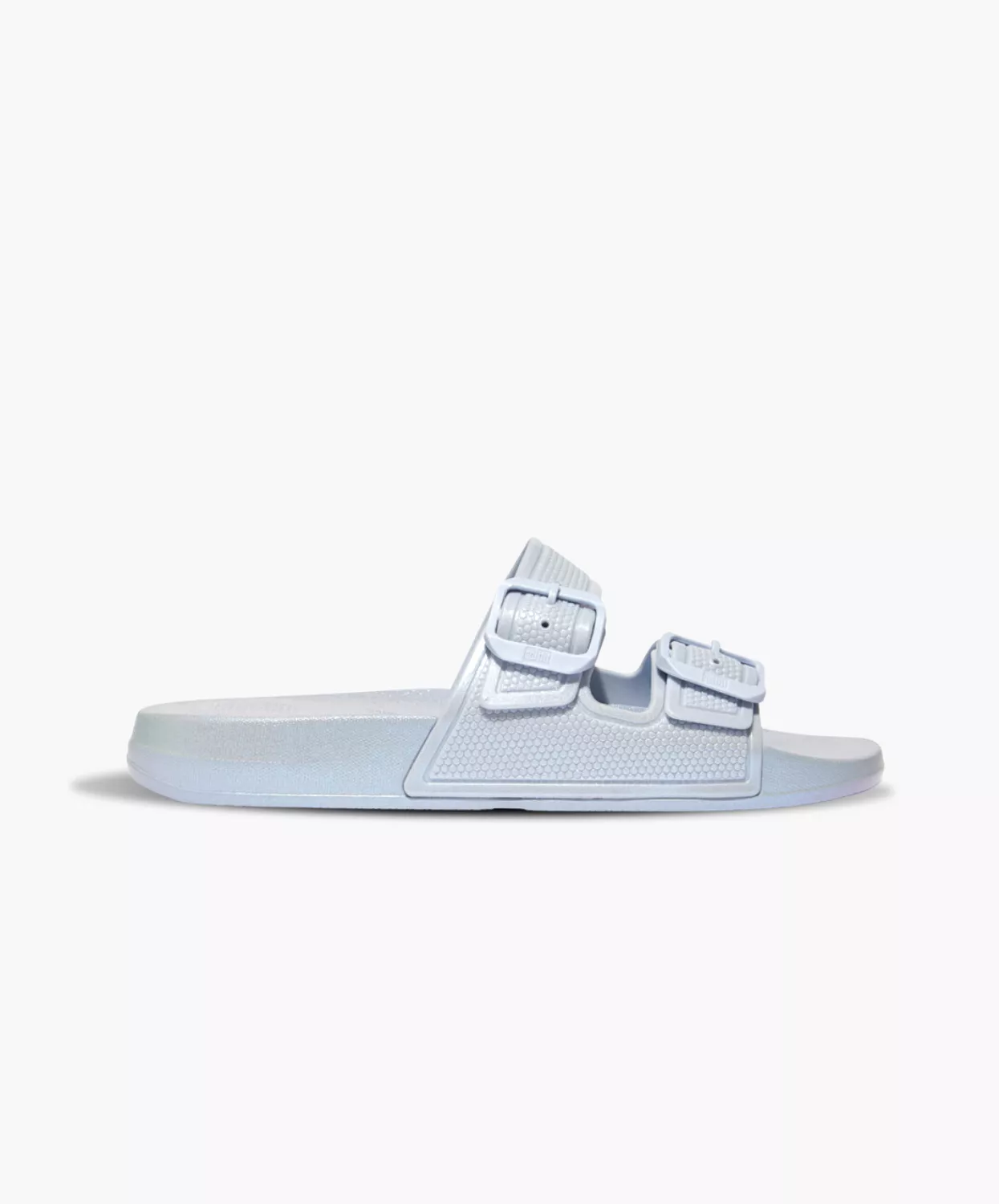 FitFlop iQushion Pearlized Two Bar Buckle Slides Blue