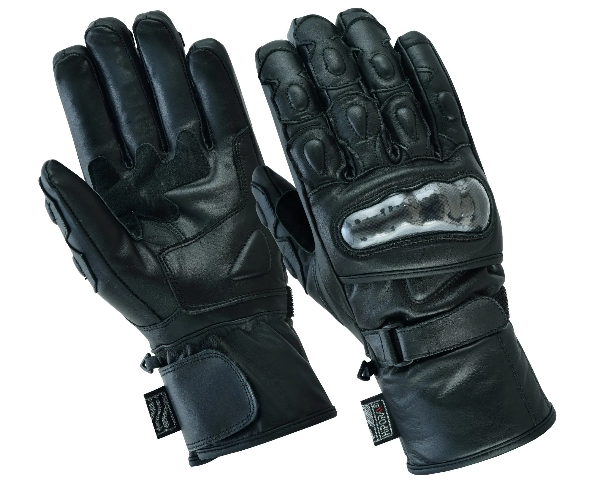 Gallanto Black Motorcycle Armoured Thinsulate Leather Gloves