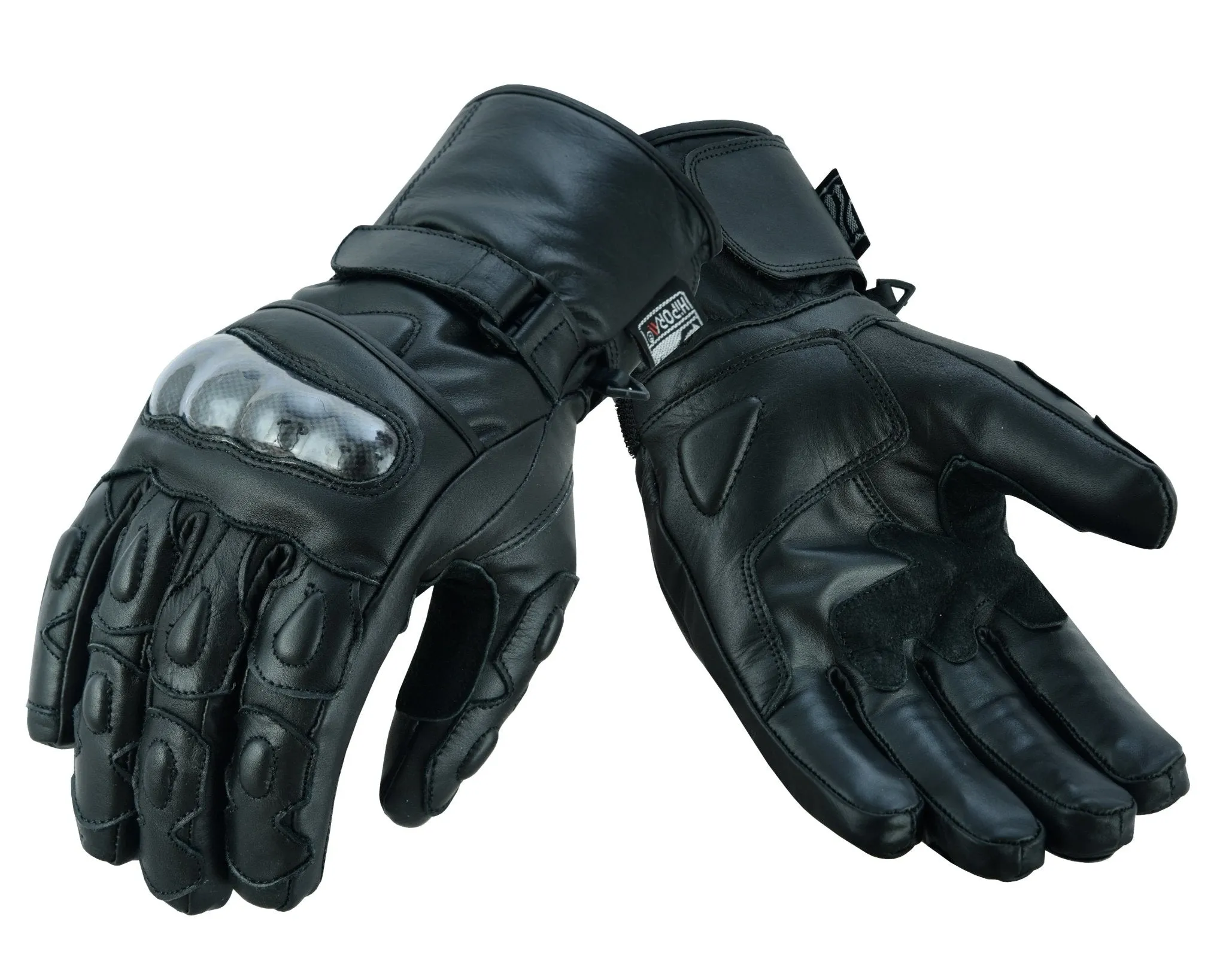 Gallanto Black Motorcycle Armoured Thinsulate Leather Gloves