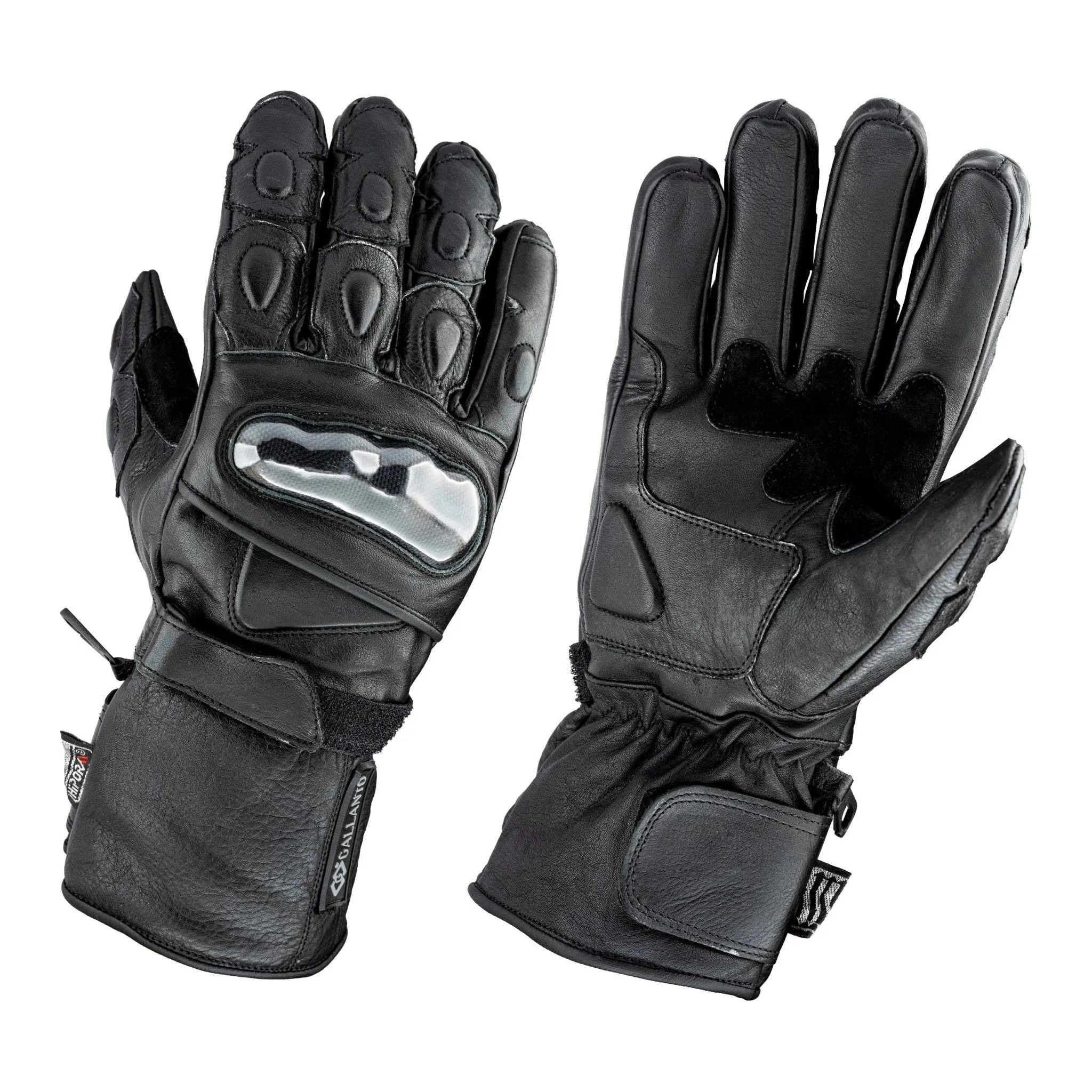 Gallanto Black Motorcycle Armoured Thinsulate Leather Gloves