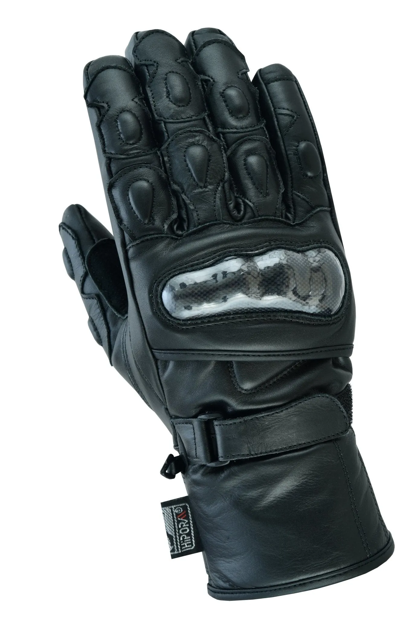 Gallanto Black Motorcycle Armoured Thinsulate Leather Gloves