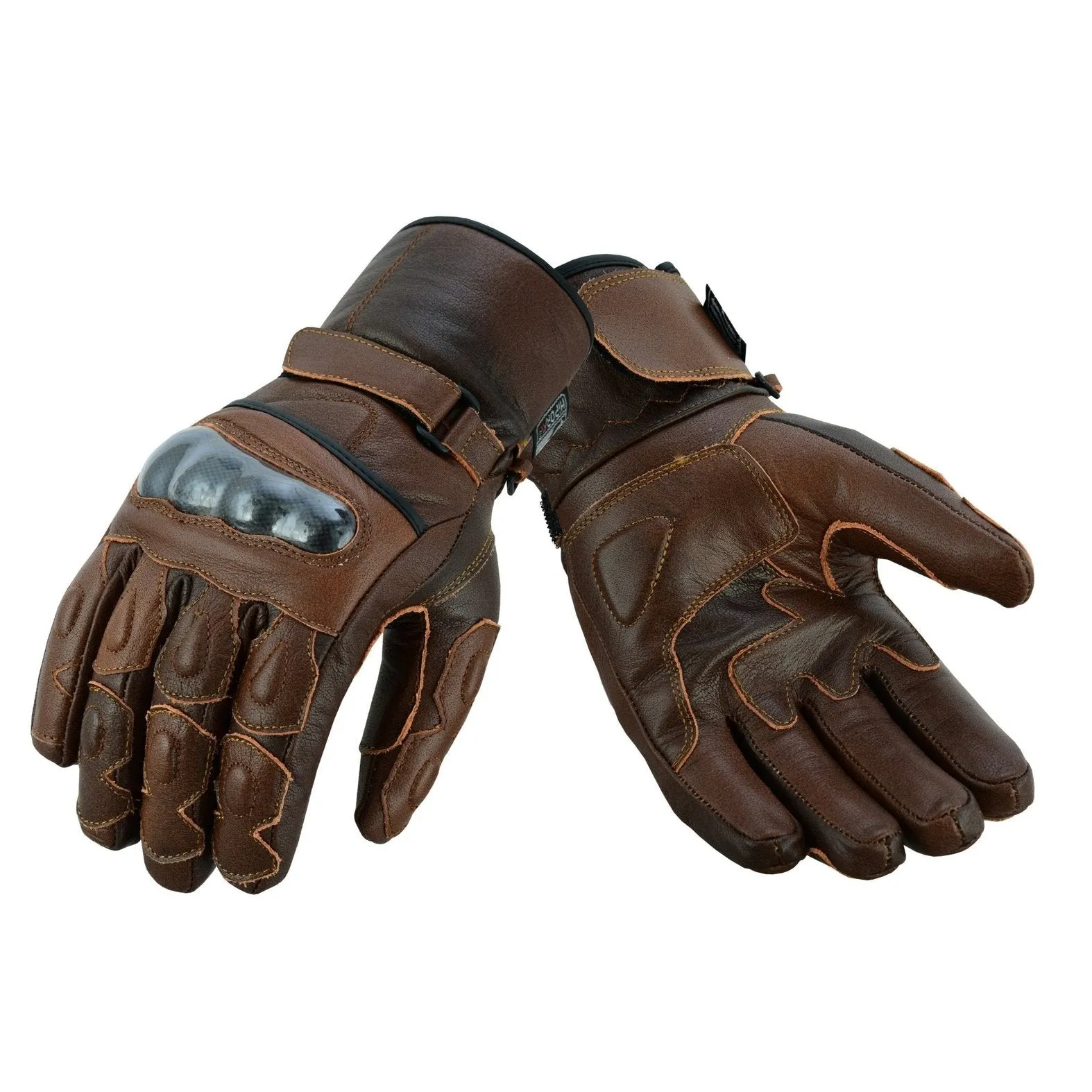 Gallanto Brown Motorcycle Armoured Thinsulate Leather Gloves