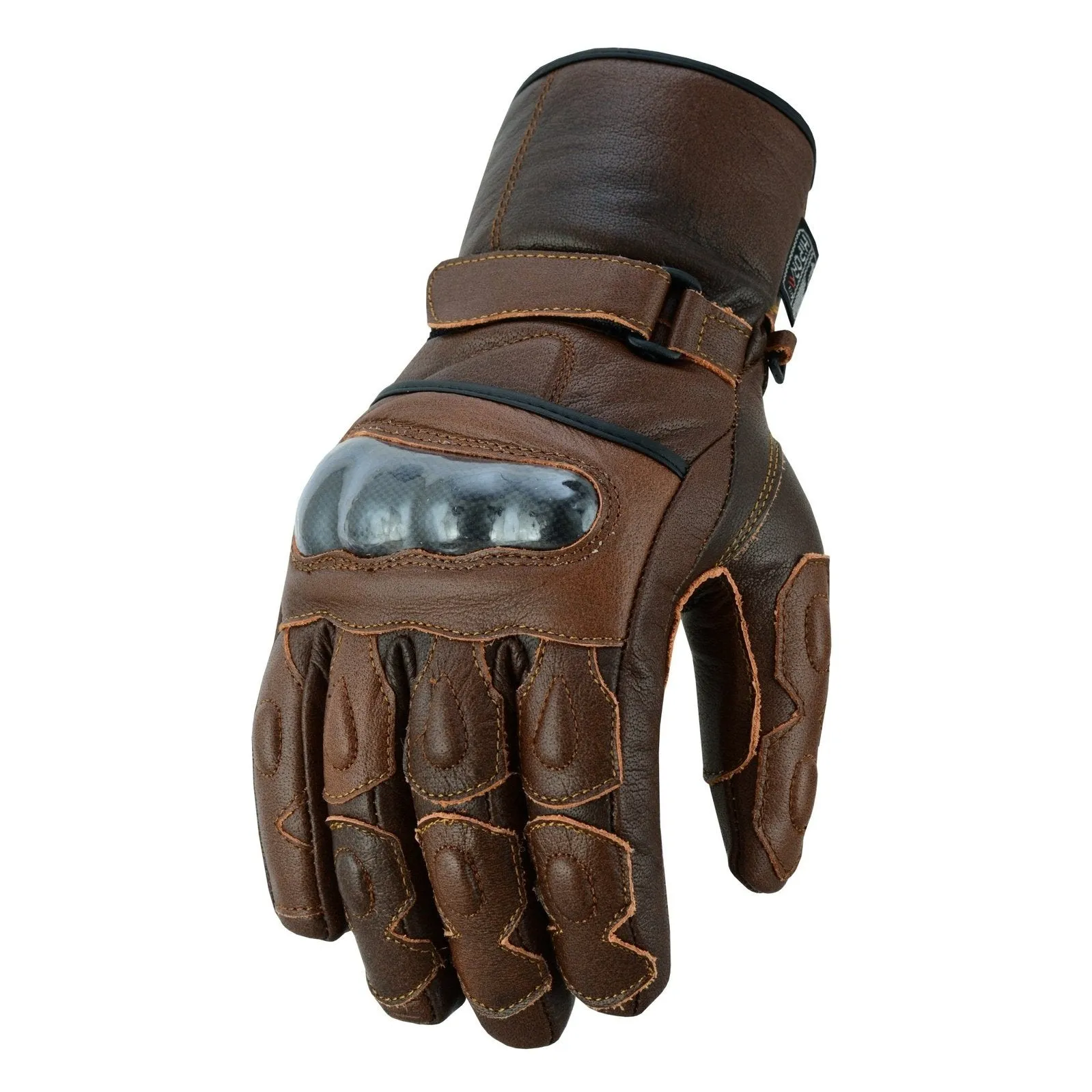 Gallanto Brown Motorcycle Armoured Thinsulate Leather Gloves