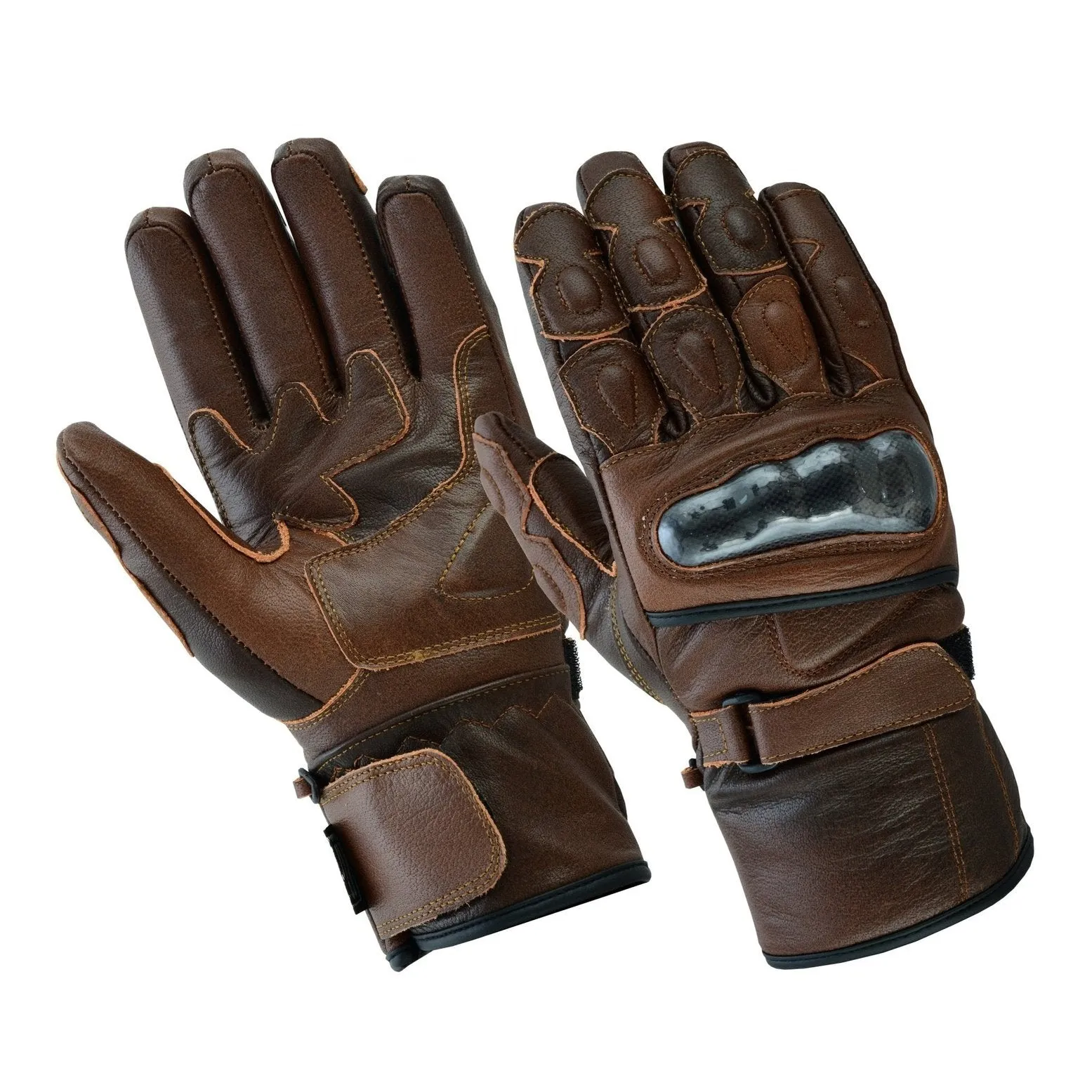 Gallanto Brown Motorcycle Armoured Thinsulate Leather Gloves