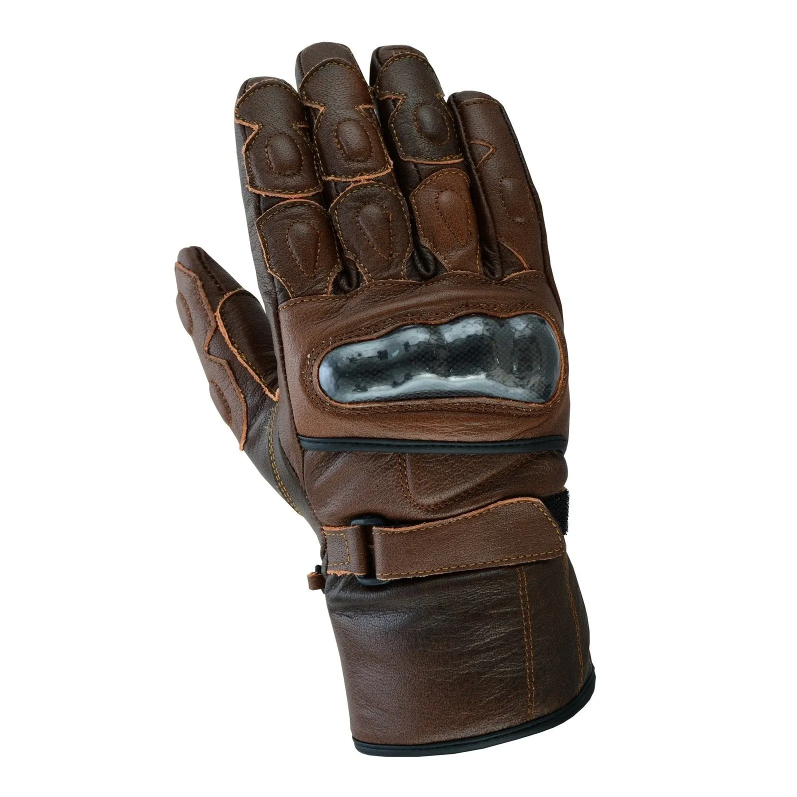 Gallanto Brown Motorcycle Armoured Thinsulate Leather Gloves