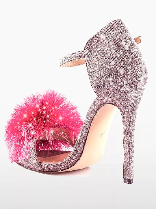 Glitter Open Toe Stiletto Heels Sandals