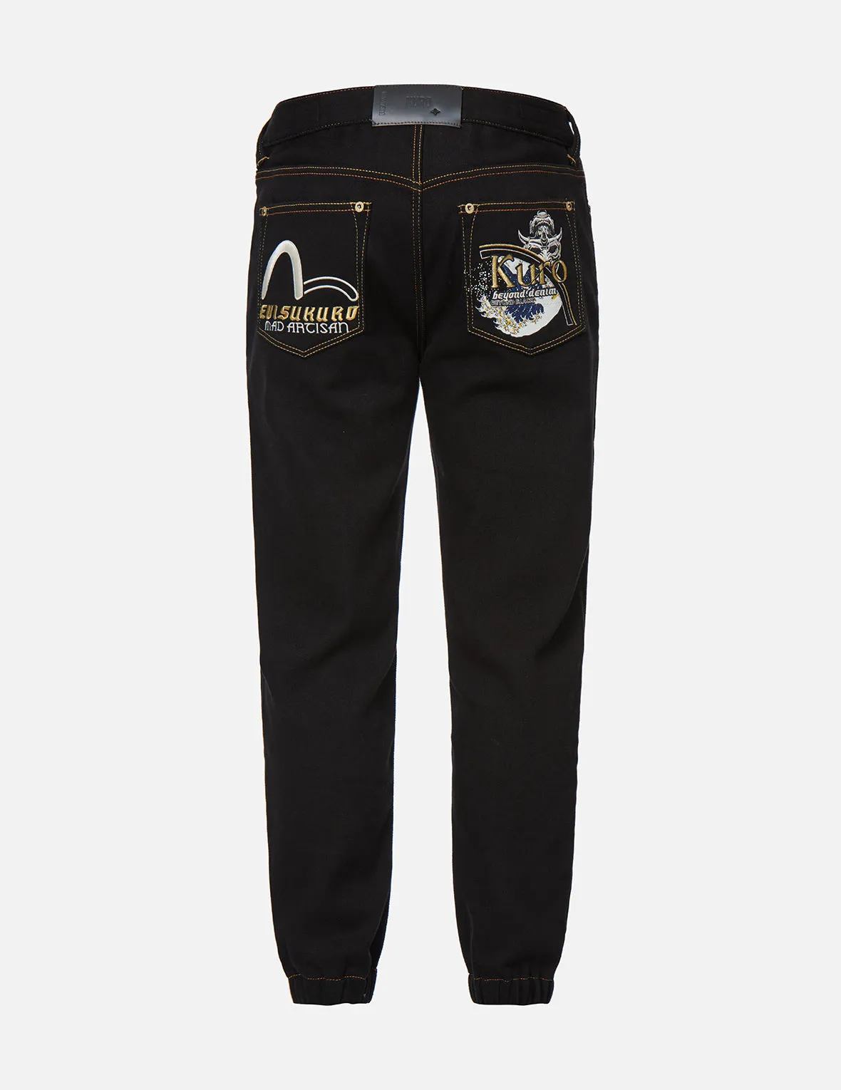 Hannya and The Great Wave Embroidery Denim Jogger Pants