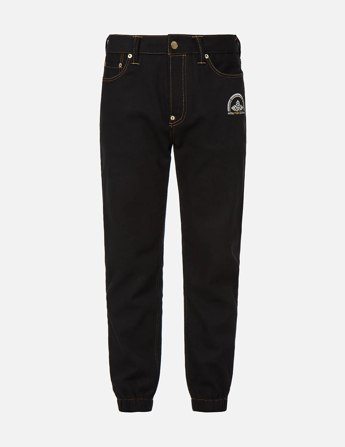 Hannya and The Great Wave Embroidery Denim Jogger Pants