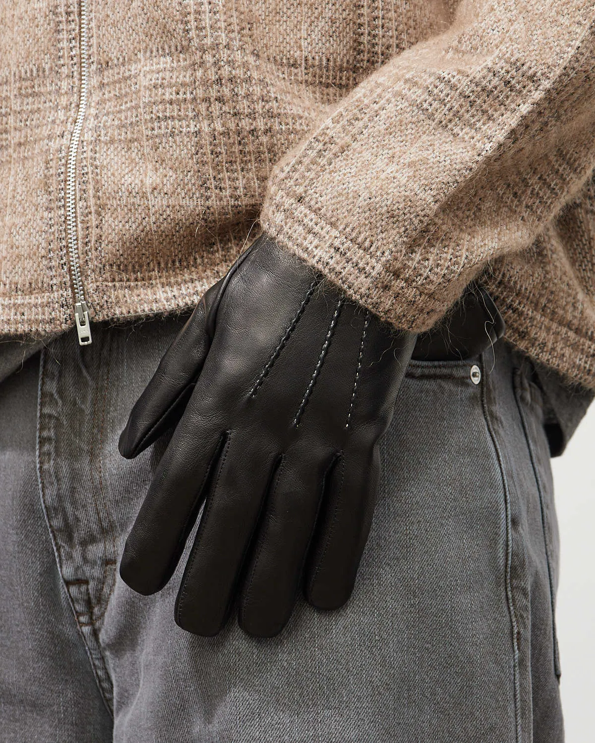 His Leather Gloves - Black