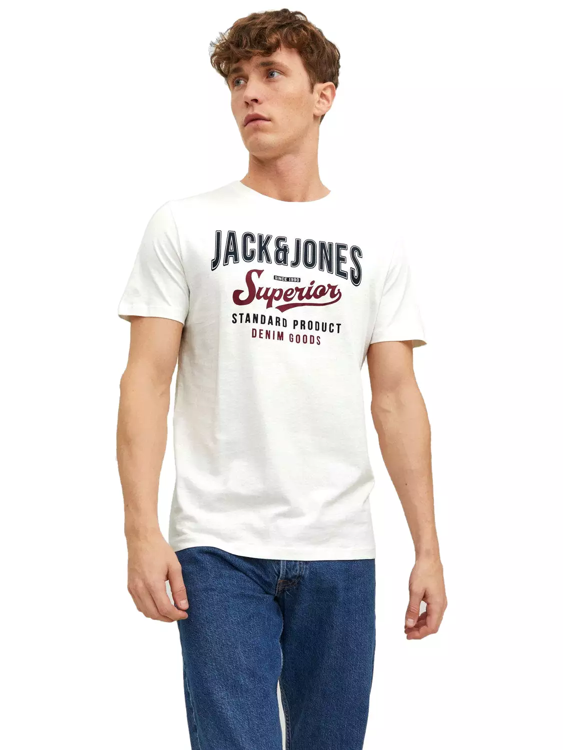 Jack & Jones Mens Printed 'JJELOGO Tee' Crew Neck T-Shirt