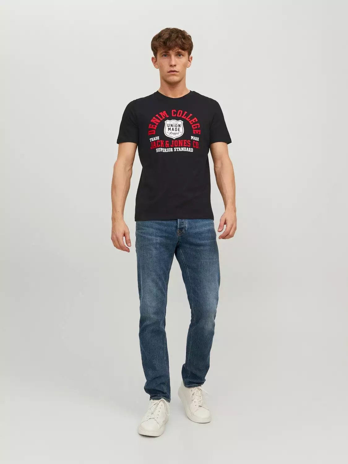 Jack & Jones Mens Printed 'JJELOGO Tee' Crew Neck T-Shirt