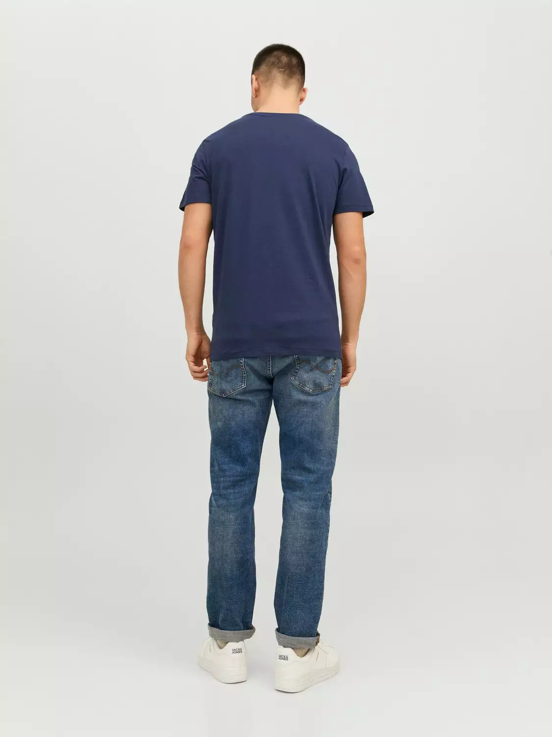 Jack & Jones Mens T-Shirt 'JJEJEANS TEE' Print Crew Neck