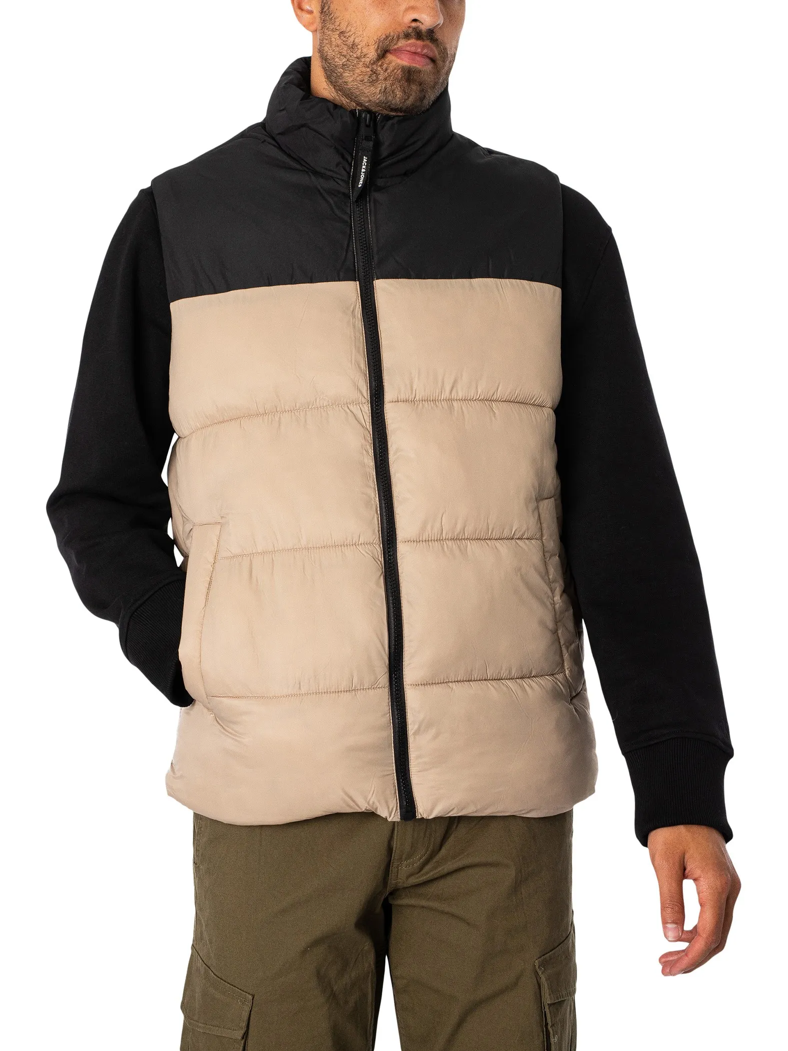 Jack & Jones Toby Collar Puffer Gilet - Crockery