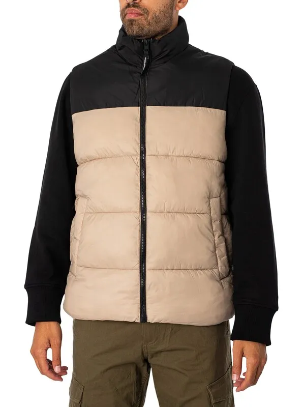 Jack & Jones Toby Collar Puffer Gilet - Crockery