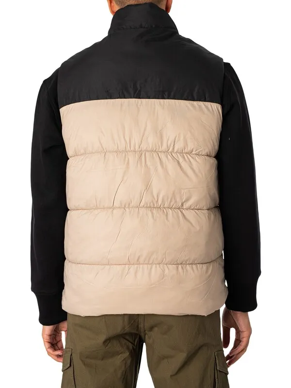 Jack & Jones Toby Collar Puffer Gilet - Crockery