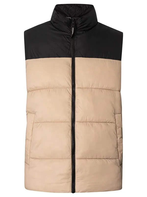 Jack & Jones Toby Collar Puffer Gilet - Crockery